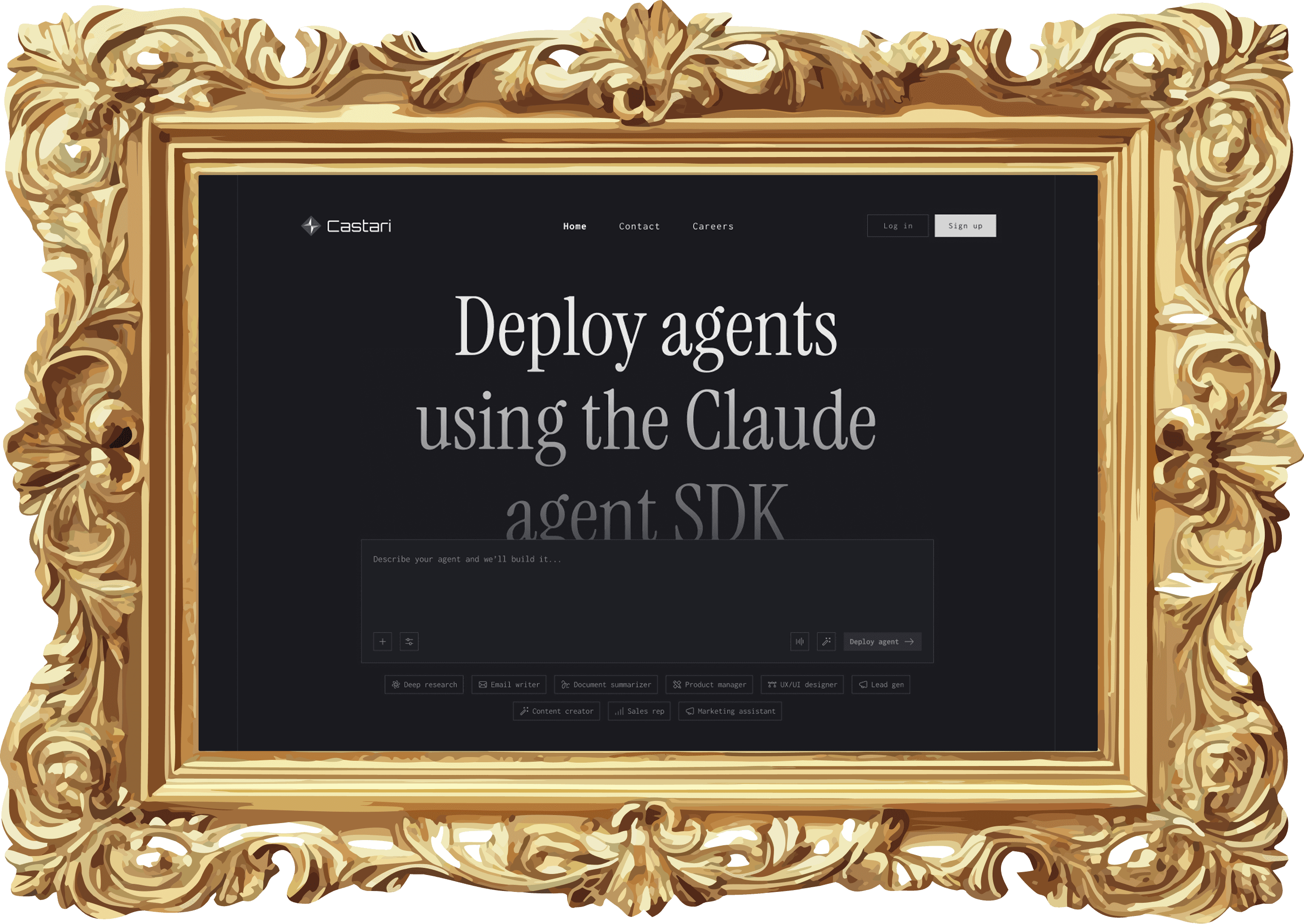 Castari project screenshot in gold frame